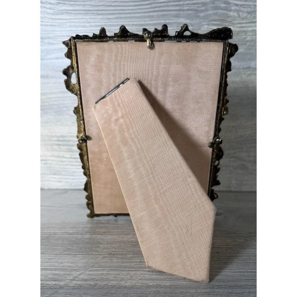 Metzke Vtg Photo Frame Antiqued Brass Finish Pewter 5